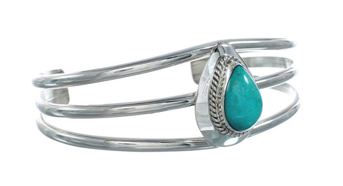 Native American Turquoise Navajo Sterling Silver Tear Drop Cuff Bracelet X10394